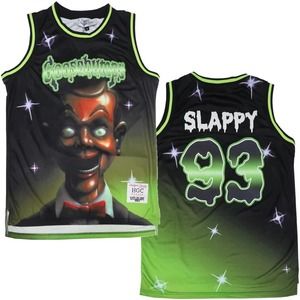 Goosebumps Slappy The Dummy Mens Headgear Classics Embroidered Basketball Jersey